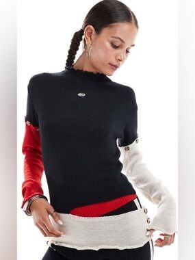 Basic Pleasure Mode liquorice distressed co-ord jumper